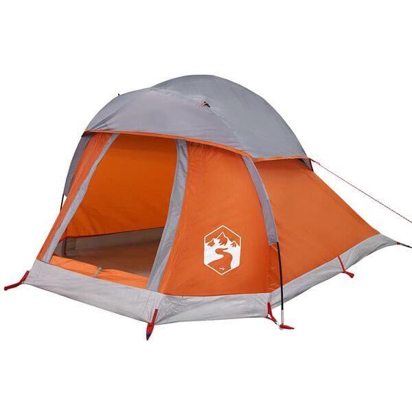 vidaXL Tente de camping &agrave; d&ocirc;me 1 personne gris et orange imperm&eacute;able
