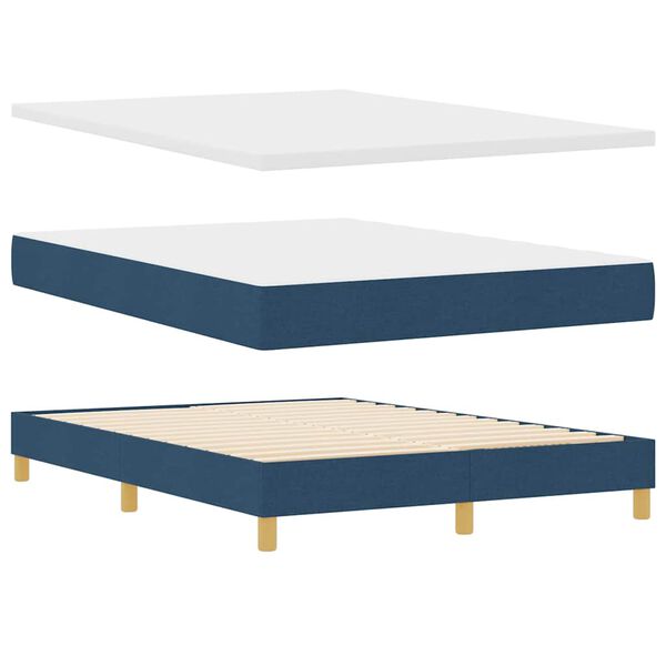 vidaXL Lit &agrave; ressorts avec matelas Bleu 140 x 200 cm tissu