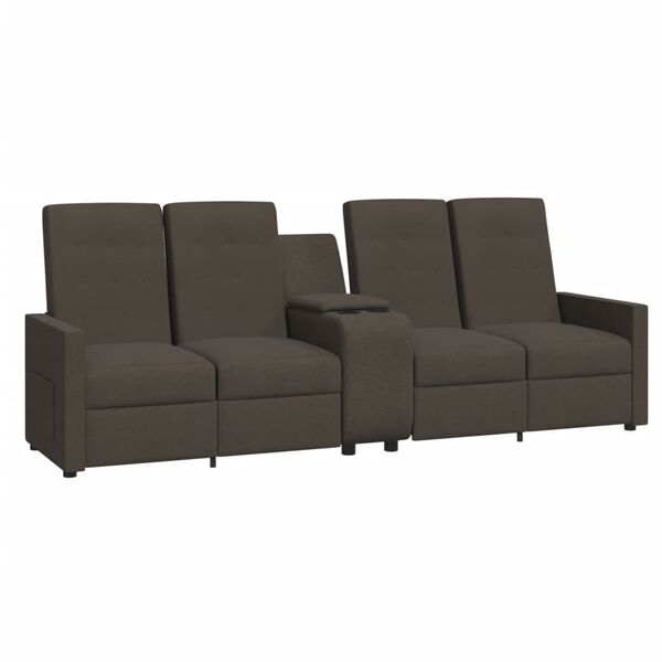vidaXL Fauteuil inclinable avec porte-gobelet 4 places Marron Tissu