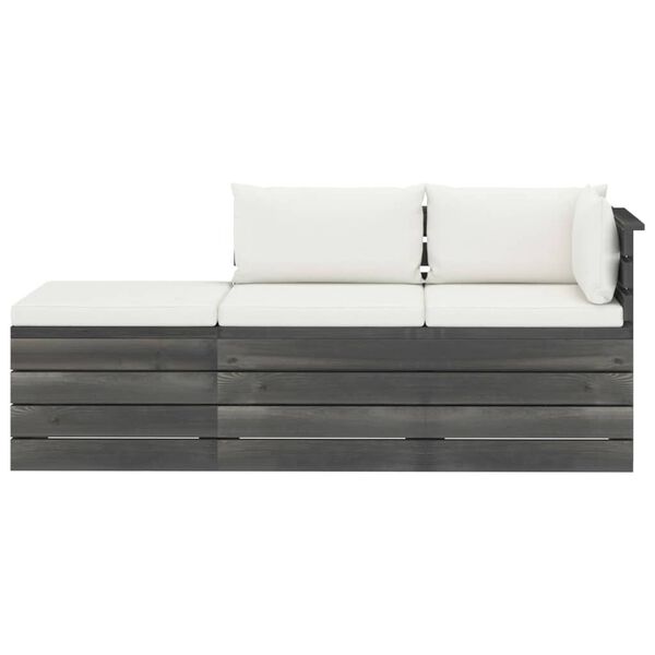 vidaXL Salon palette de jardin 3 pcs avec coussins Bois de pin massif