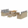 vidaXL Ensemble de canap&eacute; de jardin avec coussin 9 pcs Beige polyrotin
