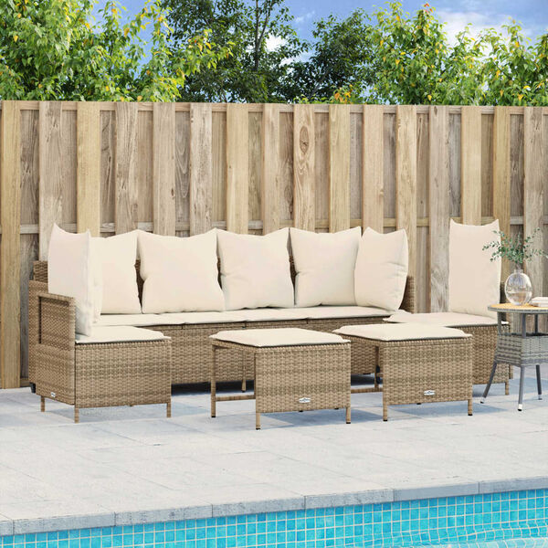 vidaXL Salon de jardin avec coussins 5 pcs beige r&eacute;sine tress&eacute;e