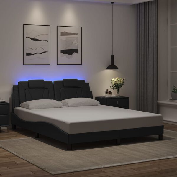 vidaXL Cadre de lit Viana avec LED sans matelas noir 160x200 cm