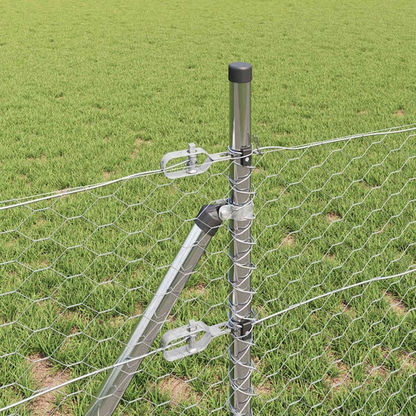 vidaXL Poteau de cl&ocirc;ture. Argent&eacute; 50 x 0,6 m (maillage 36 mm) Acier