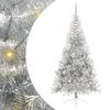 vidaXL Sapin de No&euml;l artificiel pr&eacute;-&eacute;clair&eacute; Argent 240 cm PET
