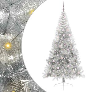vidaXL Sapin de No&euml;l artificiel pr&eacute;-&eacute;clair&eacute; Argent 240 cm PET