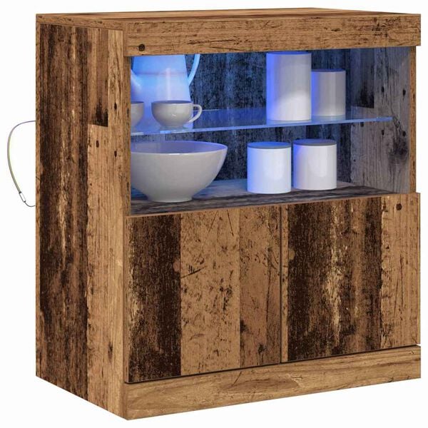vidaXL Buffet LED Marron 60,5 x 37 x 67 cm Bois d'ing&eacute;nierie