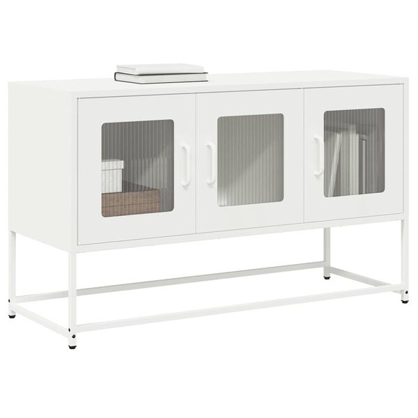 vidaXL Meuble TV blanc 100,5x39x60,5 cm acier lamin&eacute; &agrave; froid