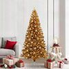 vidaXL Sapin de Noël avec 300 LED avec support Doré 210 cm PET