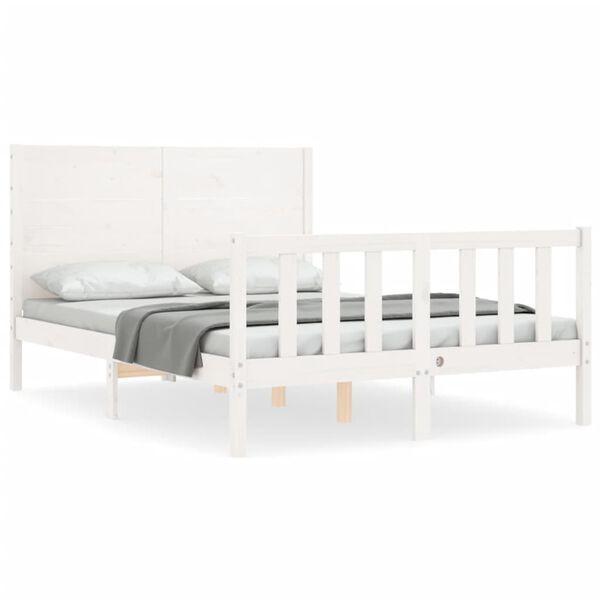 vidaXL Cadre de lit sans matelas blanc 140x200 cm bois de pin massif