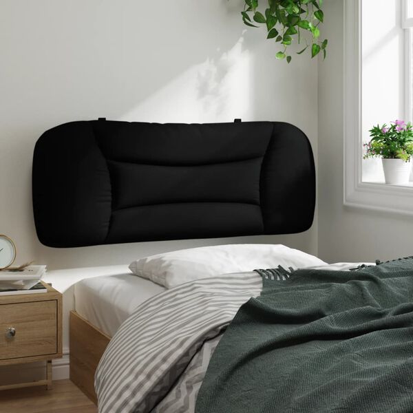 vidaXL Coussin de t&ecirc;te de lit Hvar noir 100 cm tissu