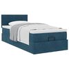 vidaXL Cadre de lit ottoman avec matelas bleu fonc&eacute; 90x190 cm velours
