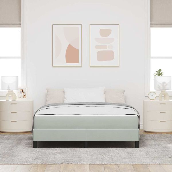 vidaXL Lit &agrave; ressorts avec matelas Gris clair 140 x 190 cm tissu