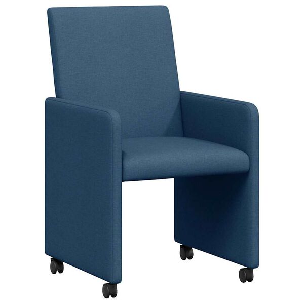 vidaXL Chaises de Salle &agrave; Manger avec Roues 2 pcs Bleu 57 x 66 x 94 cm