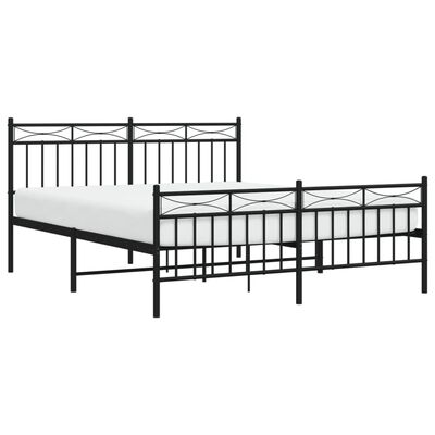vidaXL Cadre de lit métal avec tête de lit/pied de lit noir 160x200 cm