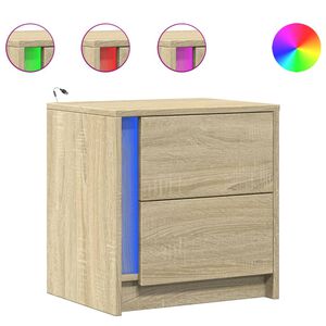 vidaXL Armoires de chevet et lumi&egrave;res LED 2 pcs ch&ecirc;ne sonoma