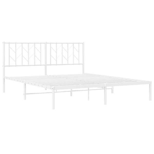 vidaXL Cadre de lit m&eacute;tal sans matelas et t&ecirc;te de lit blanc 160x200 cm