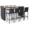 vidaXL Ensemble de bar d'ext&eacute;rieur 9 pcs R&eacute;sine tress&eacute;e et acacia Noir