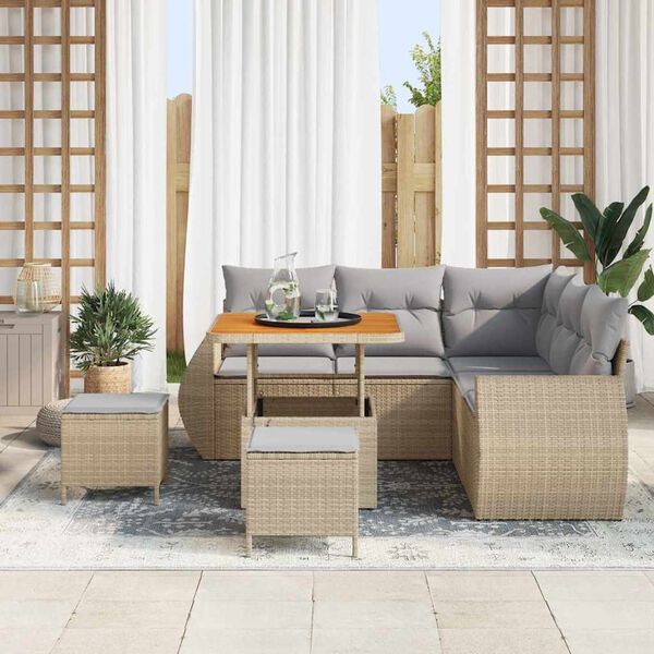 vidaXL Ensemble de canap&eacute; de jardin 8 pcs Beige et Gris clair