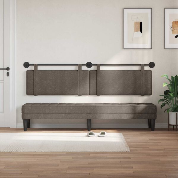 vidaXL T&ecirc;te de lit suspendue Uni Gris 210 x 55 x 5 cm PU antique