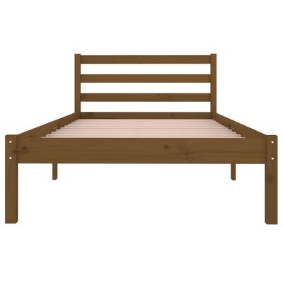 vidaXL Cadre de lit Bois de pin massif 90x200 cm marron miel