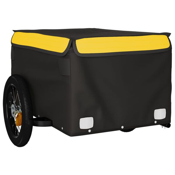 vidaXL Remorque de v&eacute;lo noir et jaune 30 kg fer