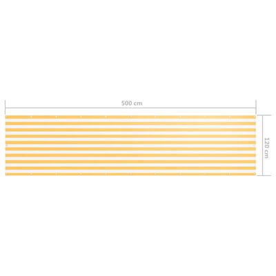 vidaXL Écran de balcon Blanc et jaune 120x500 cm Tissu Oxford