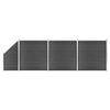 vidaXL Ensemble de panneau de cl&ocirc;ture WPC 619x(105-186) cm Noir