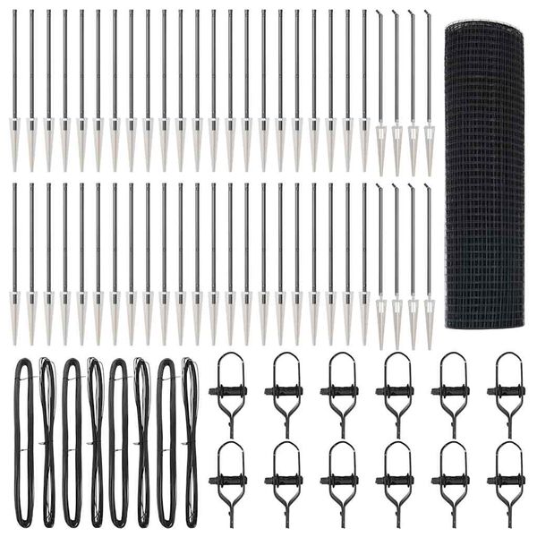 vidaXL Poteau de cl&ocirc;ture. Gris 100 x 1 m (maille 12 x 12 mm)