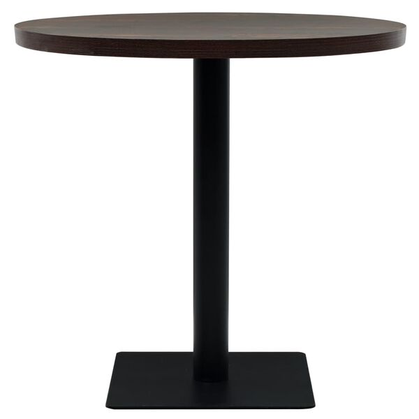vidaXL Table de bistro MDF et acier Rond 80 x 75 cm Fr&ecirc;ne fonc&eacute;
