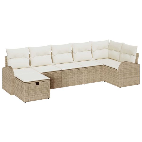 vidaXL Ensemble de Canap&eacute;s avec coussin Beige et cr&egrave;me polyrotin