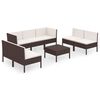 vidaXL Salon de jardin 8 pcs avec coussins r&eacute;sine tress&eacute;e marron