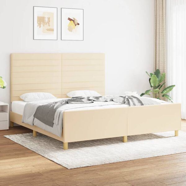 vidaXL Cadre de lit sans matelas cr&egrave;me 180x200 cm tissu