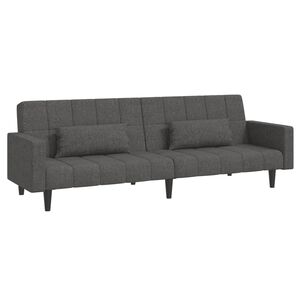 vidaXL Canap&eacute;-lit &agrave; 2 places avec deux oreillers Gris fonc&eacute; Tissu