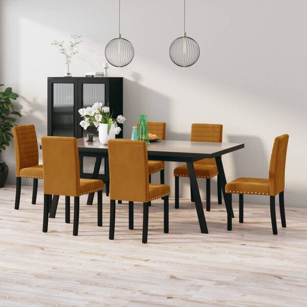 vidaXL Chaises &agrave; manger lot de 6 marron velours