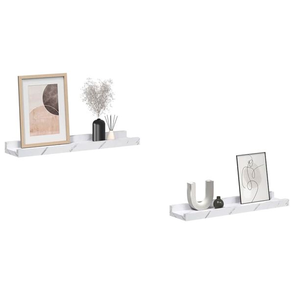 vidaXL &Eacute;tag&egrave;re Murale avec &eacute;tag&egrave;re 2 pcs Marbre blanc 40 x 9 x 3 cm