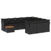vidaXL Salon de jardin 11 pcs avec coussins noir r&eacute;sine tress&eacute;e