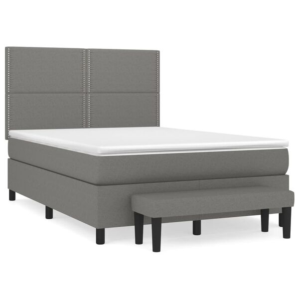 vidaXL Sommier &agrave; lattes de lit avec matelas Gris fonc&eacute; 140x190cm Tissu