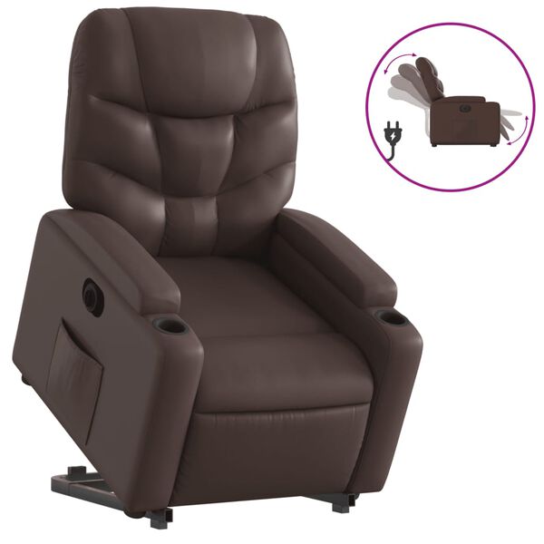 vidaXL Fauteuil inclinable &eacute;lectrique marron similicuir
