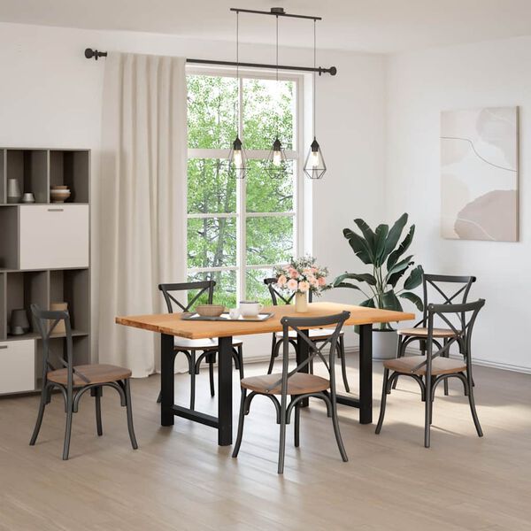 vidaXL Table &agrave; manger marron clair bois de ch&ecirc;ne massif rectangulaire