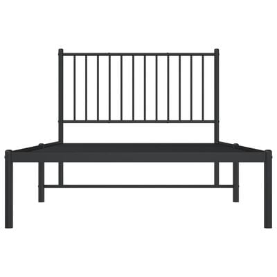 vidaXL Cadre de lit métal sans matelas avec tête de lit noir 100x190cm