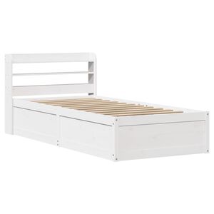 vidaXL Cadre de lit avec t&ecirc;te de lit blanc 75x190cm bois de pin massif