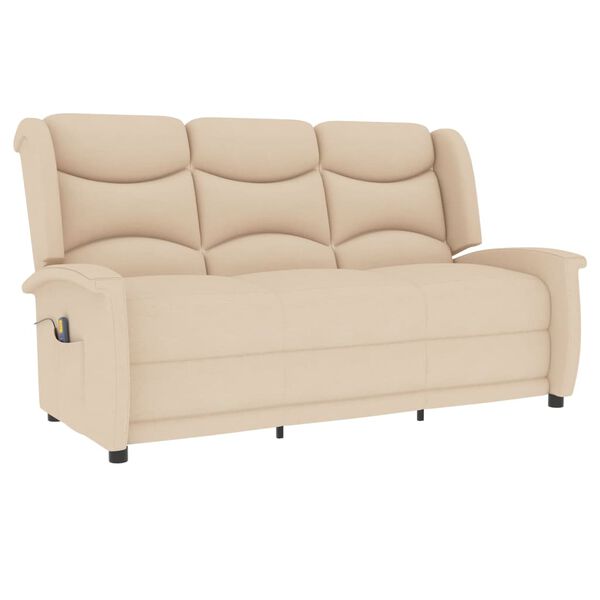vidaXL Fauteuil de massage inclinable à 3 places crème tissu