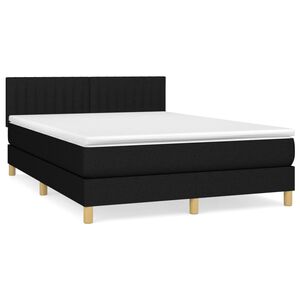 vidaXL Sommier &agrave; lattes de lit avec matelas Noir 140x200 cm Tissu