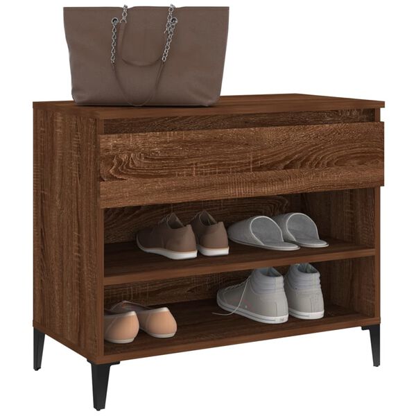 vidaXL Armoire &agrave; chaussures Ch&ecirc;ne marron 70x36x60 cm Bois d'ing&eacute;nierie