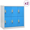 vidaXL Armoires &agrave; casiers 2 pcs Gris clair et bleu 90x45x92,5 cm Acier