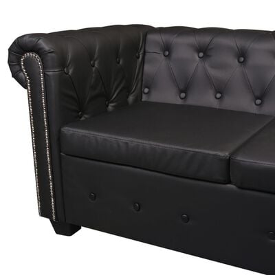 vidaXL Canapé d'angle Chesterfield 6 places Cuir synthétique Noir