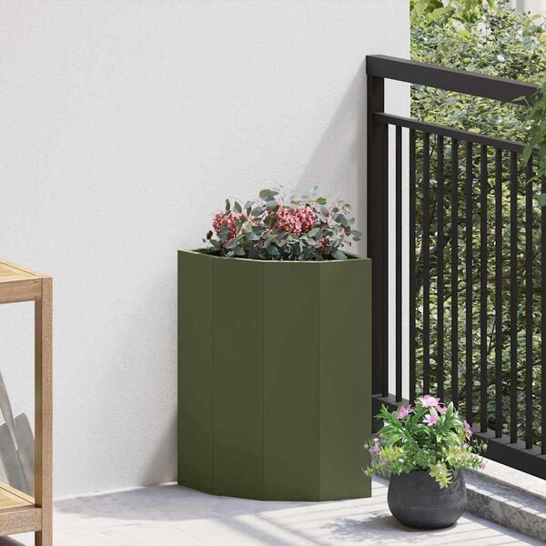 vidaXL Jardini&egrave;re d'Angle Vert olive 30 x 30 x 50 cm Acier