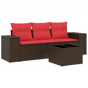 vidaXL Ensemble de canap&eacute; de jardin 4 pcs avec coussins marron r&eacute;sine tress&eacute;e