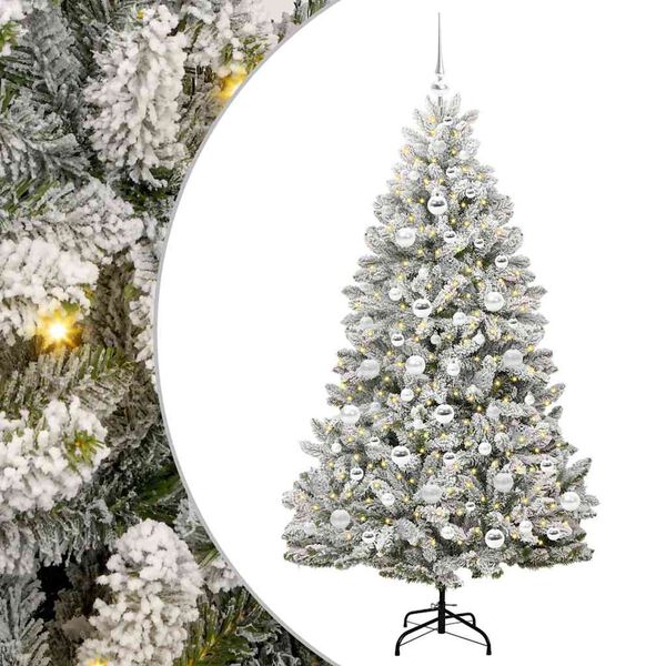 vidaXL Sapin de No&euml;l artificiel Vert et blanc 180 cm PVC et m&eacute;tal
